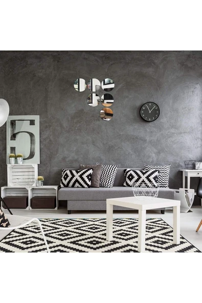 aden home senin evin senin dünyan Yuvarlak Duvar Aynası, 6 Adet Dekoratif Duvar Aynası, Salon Duvar Aynası, Antre Hol Banyo, Supla - 7