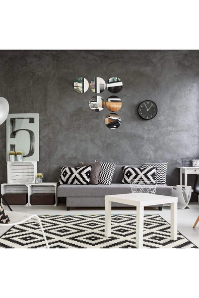 aden home senin evin senin dünyan Yuvarlak Duvar Aynası, 12 Adet Dekoratif Duvar Aynası, Salon Duvar Aynası, Antre Hol Banyo, Supla - 2