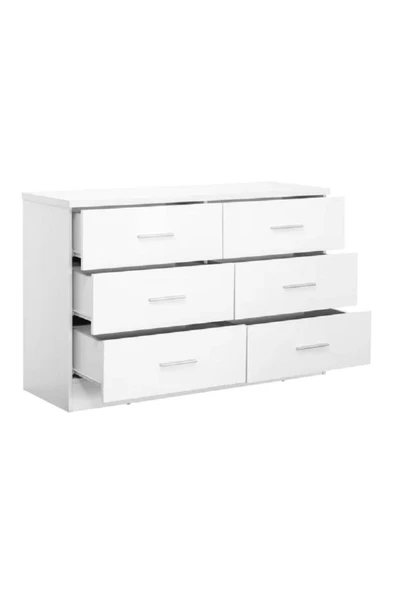 aden home senin evin senin dünyan 6 Çekmeceli Şifonyer, Dresuar, %100 MDF Beyaz Şifonyer, Yatak Odası Şifonyer, 75x110x40cm, MSFN11 - 2