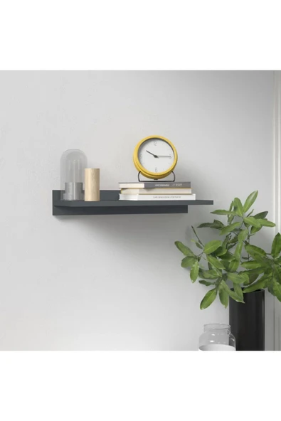 aden home senin evin senin dünyan Antrasit MDF Dekoratif Duvar Rafı, Ahşap Duvar Rafı, Uçan Duvar Rafı, Banyo Mutfak Çocuk Odası Rafı - 4