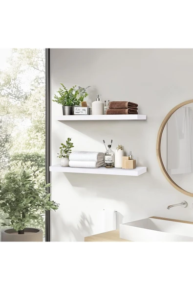 aden home senin evin senin dünyan Beyaz MDF Uçan Duvar Rafı, Dekoratif Duvar Rafı, Banyo Mutfak Çocuk Odası Rafı, Ahşap Duvar Rafı - 2