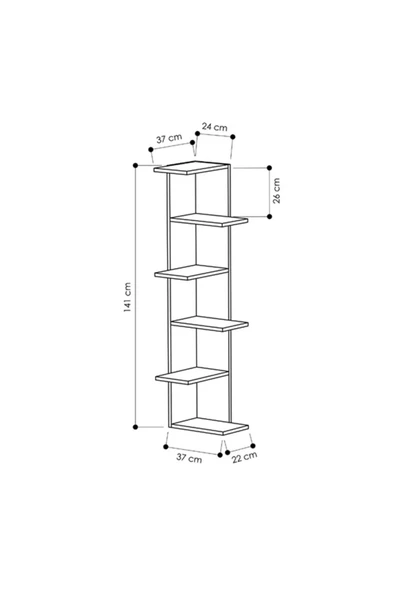 aden home senin evin senin dünyan Dekoratif Kitaplık Raf, Köşe Kitaplık, Çok Amaçlı Raf, %100 MDF, Mutfak Banyo Rafı - 4