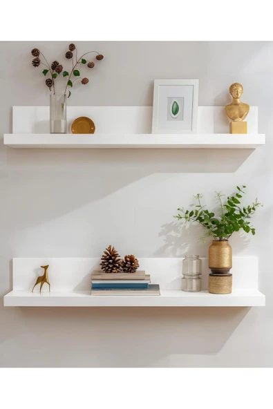 aden home senin evin senin dünyan Beyaz MDF Dekoratif Duvar Rafı, Uçan Raf, Ahşap Duvar Rafı, Banyo Mutfak Çocuk Odası Duvar Rafı - 3