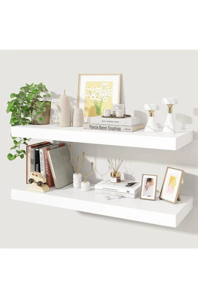 aden home senin evin senin dünyan Beyaz MDF Uçan Duvar Rafı, Dekoratif Duvar Rafı, Banyo Mutfak Çocuk Odası Rafı, Ahşap Duvar Rafı - 3