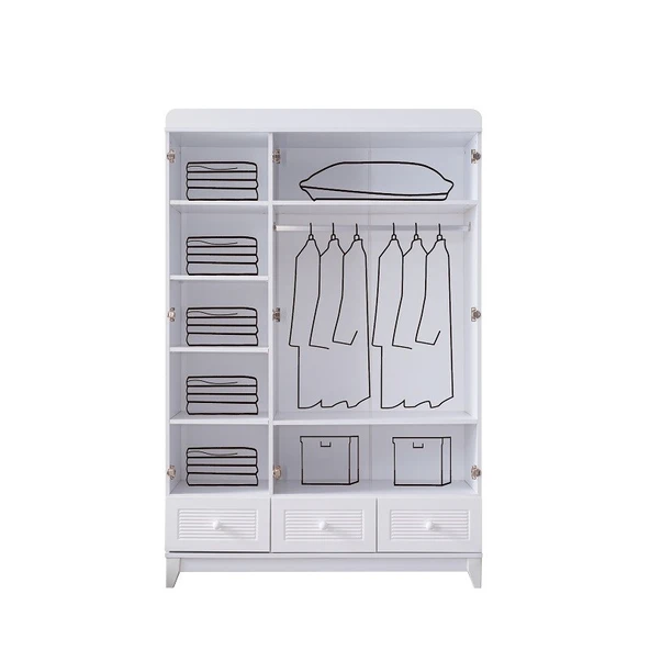 PERLA 3 KAPILI DOLAP - BEYAZ - 2