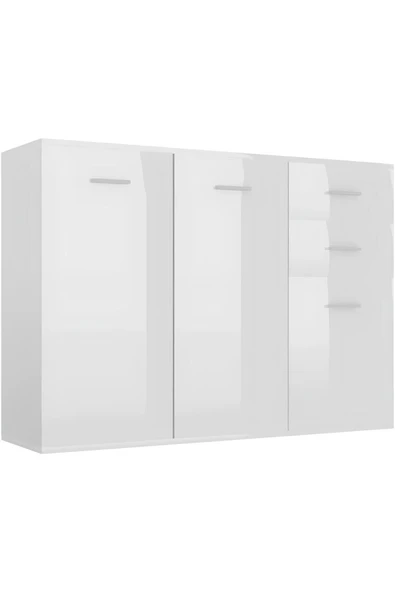 aden home senin evin senin dünyan Çekmeceli Kapaklı Şifonyer, Dresuar, %100 MDF Beyaz Şifonyer, Yatak Odası Şifonyer, 75x100cm, MSFN10 - 2