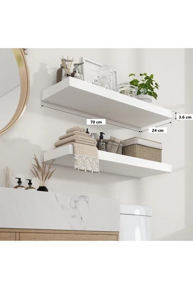 aden home senin evin senin dünyan Beyaz MDF Uçan Duvar Rafı, Dekoratif Duvar Rafı, Banyo Mutfak Çocuk Odası Rafı, Ahşap Duvar Rafı - 4