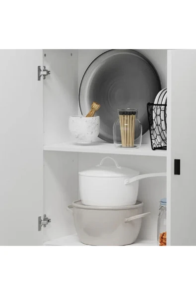aden home senin evin senin dünyan Mdf Mutfak Dolabı, Mutfak Kiler Erzak Dolabı, Beyaz Çok Amaçlı Mutfak Dolabı, Hazır Mutfak Dolabı - 5