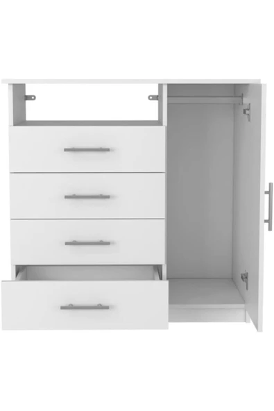 aden home senin evin senin dünyan 4 Çekmeceli Kapaklı Şifonyer, MDF Beyaz Şifonyer, Yatak Odası Şifonyer, 92x94cm, MSFN05 - 5
