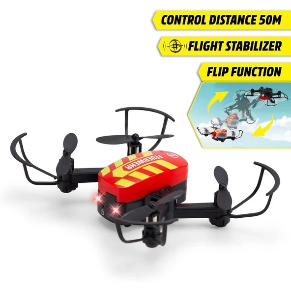 Dickie Toys RC İtfaiye Drone (12 cm) 2.4 Ghz 6 km/s USB Şarj Işıklı Uzaktan Kumandalı Drone | 6 Yaş - 2