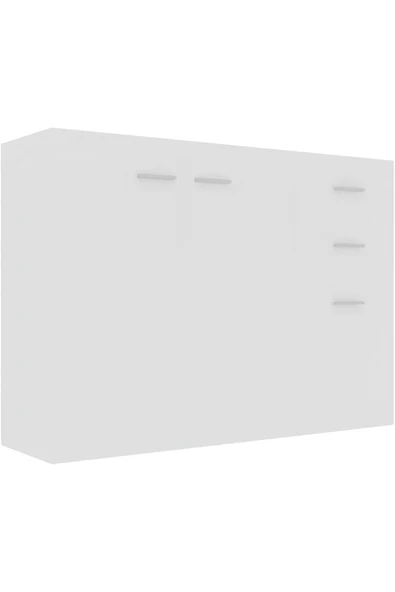 aden home senin evin senin dünyan Çekmeceli Kapaklı Şifonyer, Dresuar, %100 MDF Beyaz Şifonyer, Yatak Odası Şifonyer, 75x100cm, MSFN10 - 4