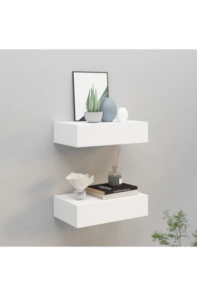 aden home senin evin senin dünyan Çekmeceli Uçan Duvar Rafı, MDF, Dekoratif Ahşap Duvar Rafı Kitaplık, Banyo Mutfak Duvar Rafı - 3