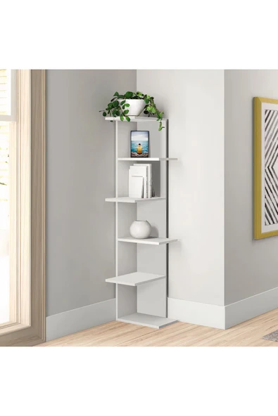 aden home senin evin senin dünyan Dekoratif Kitaplık Raf, Köşe Kitaplık, Çok Amaçlı Raf, %100 MDF, Mutfak Banyo Rafı - 2