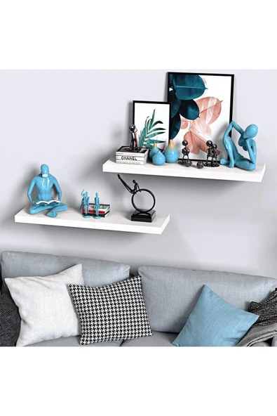 aden home senin evin senin dünyan Beyaz MDF Dekoratif Duvar Rafı, Ahşap Duvar Rafı, Uçan Duvar Rafı, Banyo Mutfak Çocuk Odası Rafı