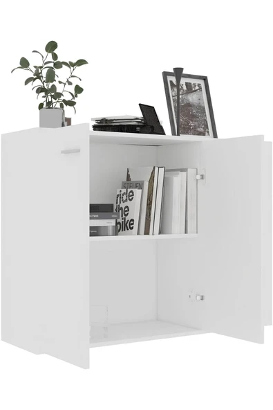 aden home senin evin senin dünyan Çekmeceli Kapaklı Şifonyer, Dresuar, %100 MDF Beyaz Şifonyer, Yatak Odası Şifonyer, 75x100cm, MSFN10 - 5