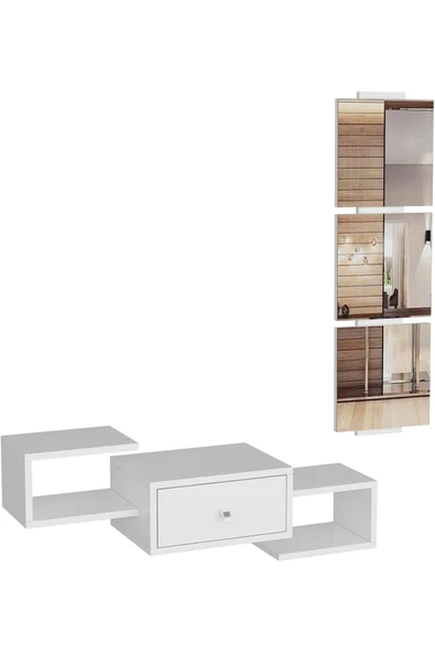 aden home senin evin senin dünyan Beyaz Dresuar, Aynalı Vestiyer, Aynalı Çekmeceli Dresuar, Kapı Önü Anahtarlık, Ayakkabılık - 3