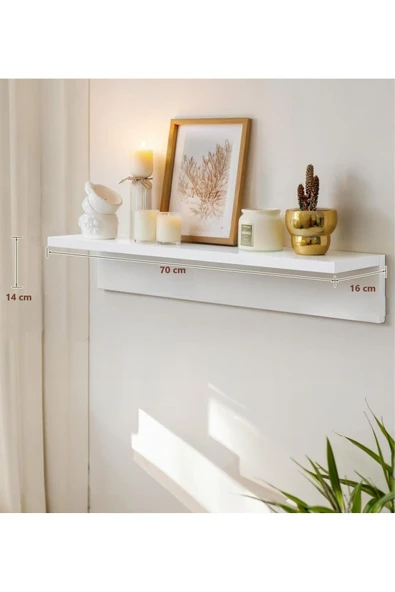 aden home senin evin senin dünyan Beyaz MDF Dekoratif Duvar Rafı, Uçan Raf, Ahşap Duvar Rafı, Banyo Mutfak Çocuk Odası Duvar Rafı - 6