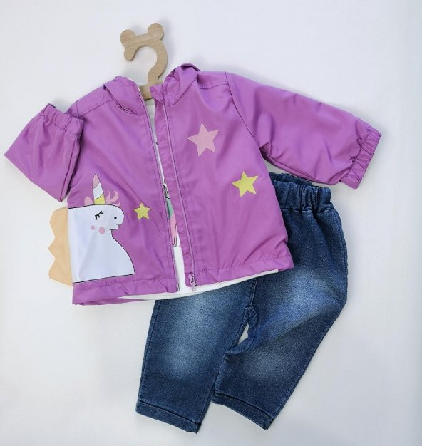Unicorn Yağmurluk Badi Kot Pantalon 3lü Takım