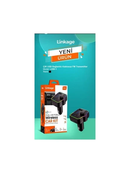 Linkage Wireless 2xUSB-A, 1xUSB-C ve TF Kart Girişli FM Transmitter LKW-1 ürün görseli 1
