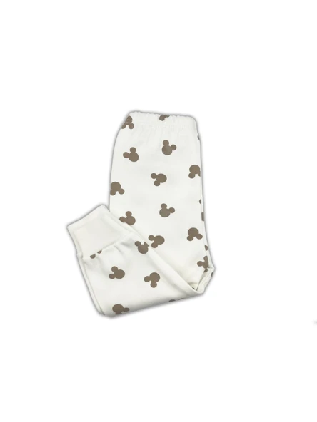 Sema Baby Mickey Mouse Bebek Pijama Takımı – Ekru 0-3 Ay - Resim 3