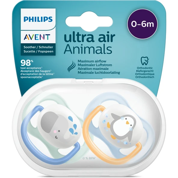 Philips Avent Ultra Air Animals 2li Emzik 0-6 Ay - Erkek ürün görseli
