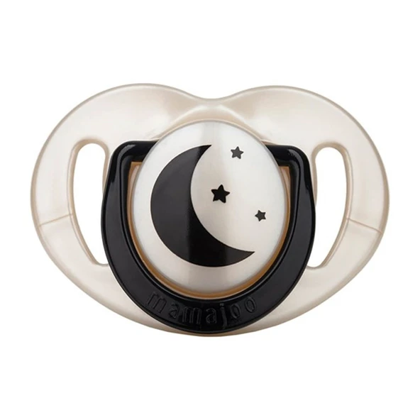 Mamajoo Sterilizasyon & Saklama Kutulu Black & Pearl Desenli İkili Ortodontik Emzik Gece & Gündüz / 6 Ay+ - Resim 3