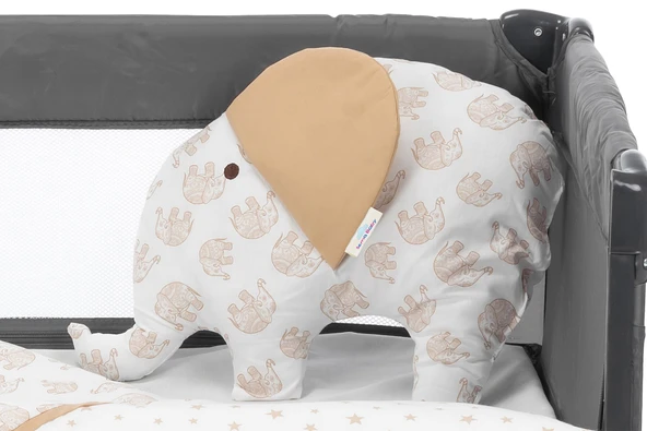 Sema Baby 6 Parça Lüks Park Yatak Bebek Uyku Seti - Ekru Fil - Resim 3