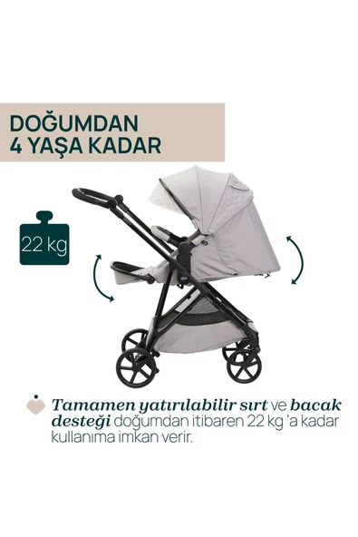 Chicco Seety Çift Yönlü Bebek Arabası - Florence Beige - Resim 6