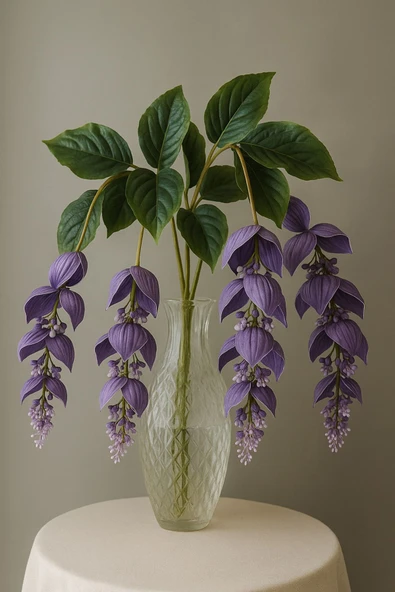 1 adet 2 dallı Mor Medine gülü çiçeği dekor saksı sarkan saksı çiçeği - Resim 2