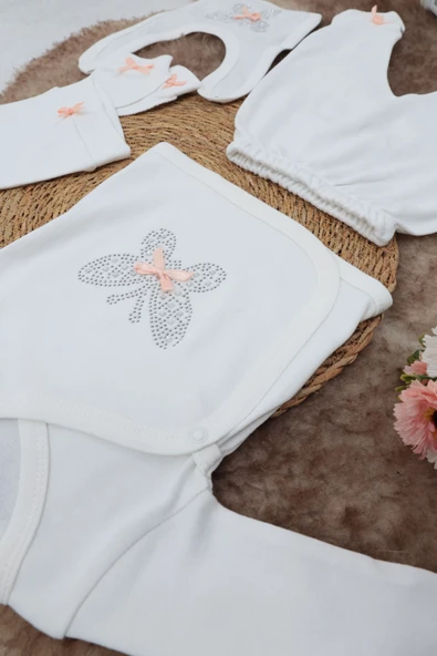 Sema Baby 5 Parça Hastane Çıkışı Zıbın Seti 0-3 Ay - Butterfly - Resim 2