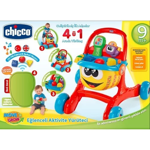 Chicco Mutlu Alışveriş İlk Adımlar Yürüteci - 4'ü bir arada İngilizce + Türkçe Aktiviteli - Resim 5