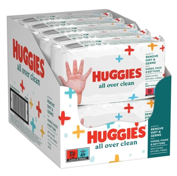 Huggies All Over Clean Bebek ve Çocuk Islak Mendili 10x56 Yaprak ürün görseli