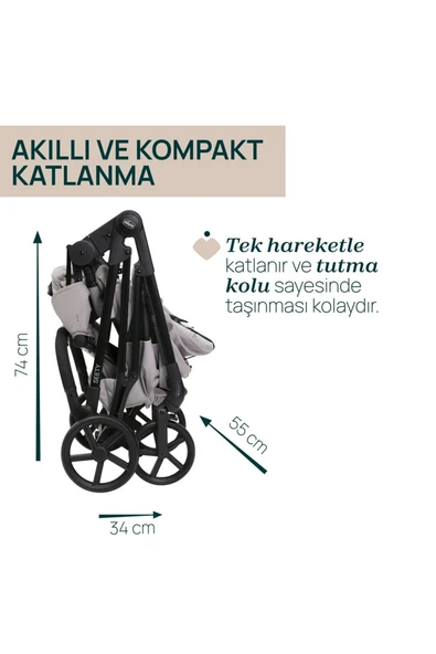 Chicco Seety Çift Yönlü Bebek Arabası - Florence Beige - Resim 7