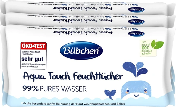 Bübchen Aqua Touch Yenidoğan Hassas Islak Mendil 3 x 48 Adet ( 144 Yaprak ) ürün görseli