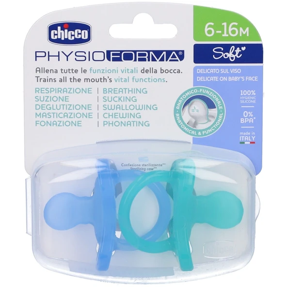 Chicco PhysioForma Soft 2'li Silikon Emzik 6-16 Ay Erkek - Resim 3