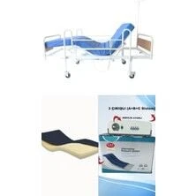 2 Motorlu Ekonomik Hasta Karyolası + Visco Yatak + 3 Çıkışlı Abc Sistemli Boru Tipi Havalı Yatak Takım ürün görseli 1