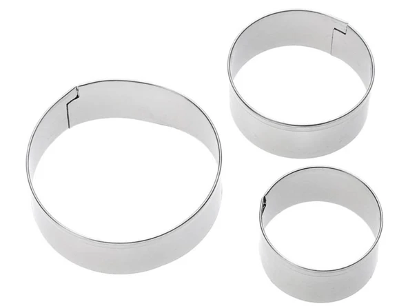 3B Trend 3'lü Yuvarlak Metal Kurabiye Kalıbı, Paslanmaz Kurabiye Kalıbı, Hamur Şekillendirici Kalıp ürün görseli 1