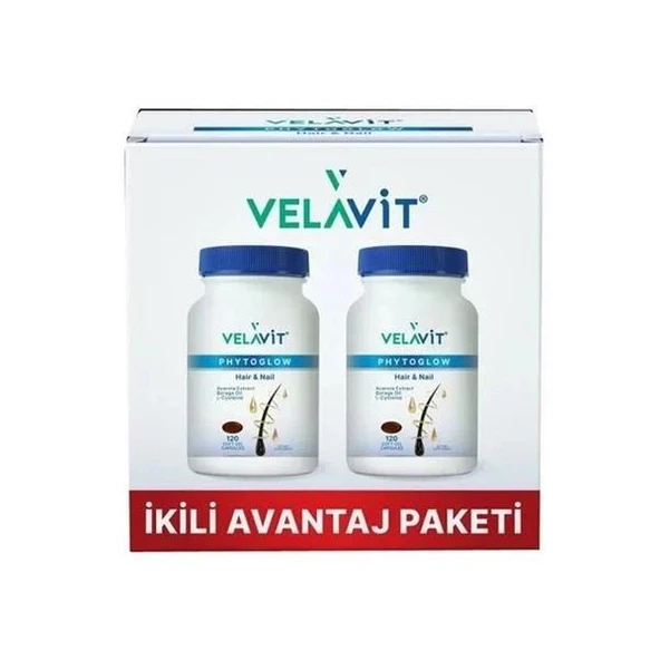 Velavit Phytoglow Hair Nail 120 Gel Soft Capsules İkili Avantaj Paketi ürün görseli 1