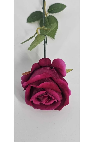 Yapay Kadife Gül 1 Adet koyu pembe 50 cm VazoDekor Gelin Çiçeği ev Süsü - 2