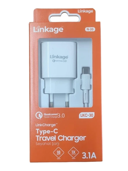 Linkage Type-C Kablolu 3.1A, 18Watt 1XUSB-A Duvar Şarj Aleti LKC-30 ürün görseli 1