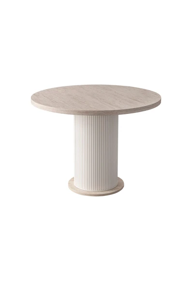 EDSY HOME Traverten 2 Sandalyeli Yuvarlak Masa Takımı ( Ayaklar Plastik ) - 3