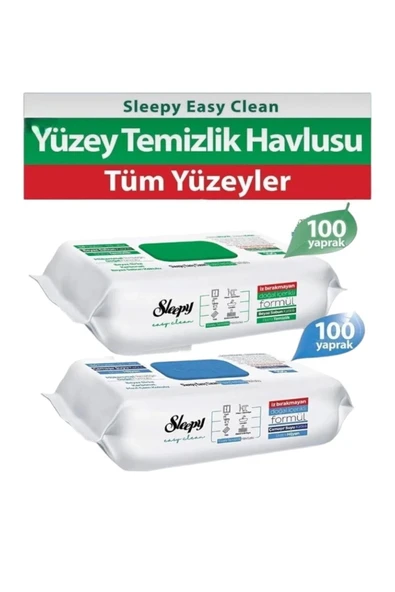 Sleepy Easy Clean Beyaz Sabunlu 100'lü + Çamaşır Suyu Katkılı Temizlik Havlusu 100'lü ürün görseli