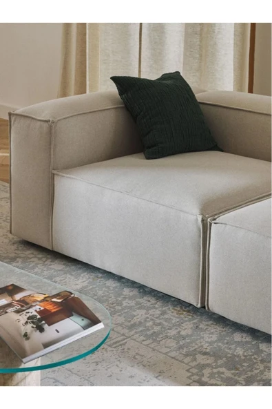 EDSY HOME Mira 2 Modüler İkili Koltuk (KIRIK BEYAZ) Keten Kumaş - 3