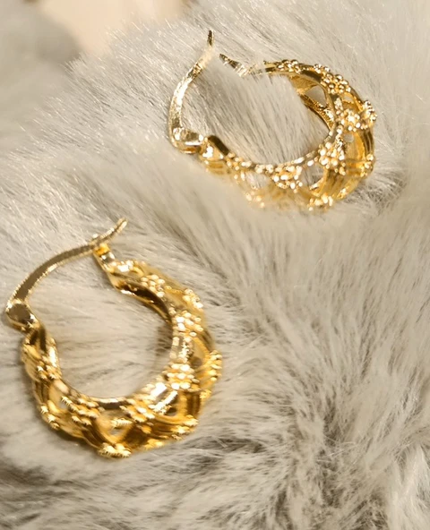 Monalisa Home Gold Gösterişli Klips Küpe ürün görseli 1