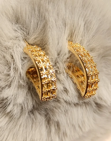 Monalisa Home Gold Gösterişli Klips Küpe ürün görseli 1