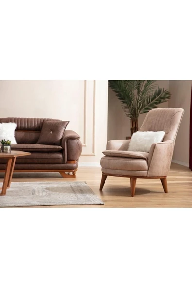 EDSY HOME Palermo Nubuk Berjer Tekli Koltuk - 2
