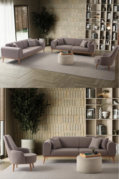 EDSY HOME Rebull 3+3+1 Koltuk Takımı Kahverengi