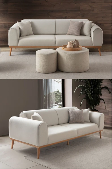 EDSY HOME Rebul 3'lü Koltuk Krem ürün görseli