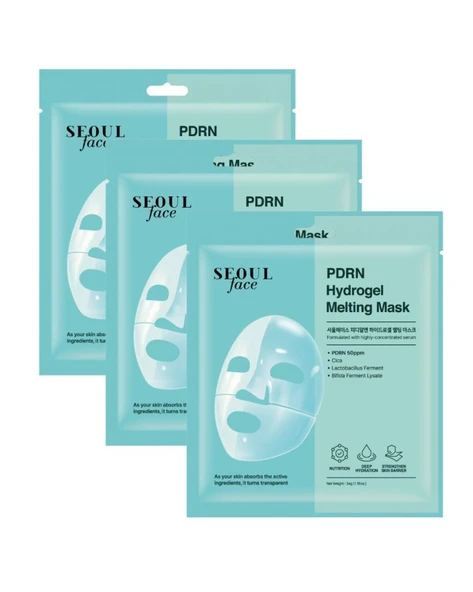 Dermal Seoul Face PDRN Hydrojel Eriyen Maske Nemlendirici Cilt Onarıcı Şeffaf Jel Maske 34 Gr 3 Adet