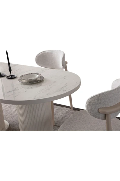 EDSY HOME Mermer Desen Oval Masa ( Ayaklar Plastik ) - 7